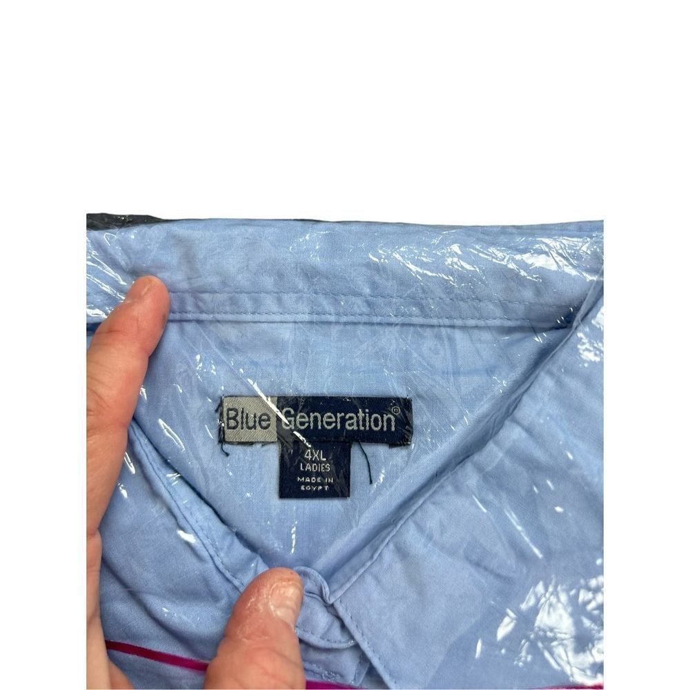 Blue Generation Womens 4XL Baby blue  Stain Guard Long Sleeve Work Shirt - NWT